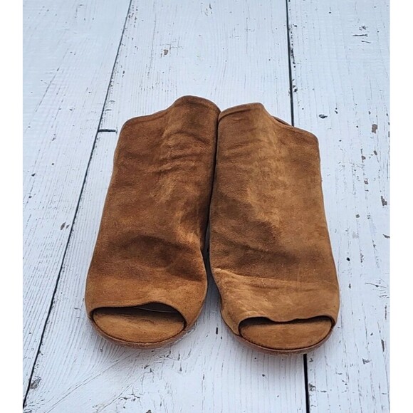 Lemare ITALY Made Women Brown Suede Leather Block Heels Sandals Sz US 6.5 EU 37 - Picture 3 of 8